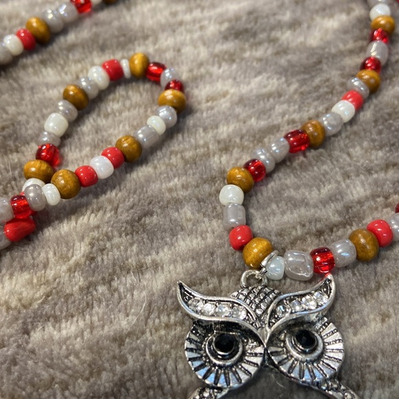 ⭐️ sale HP! ❤️ handmade, beaded stretch cord. magnifying owl - Picture 3 of 12